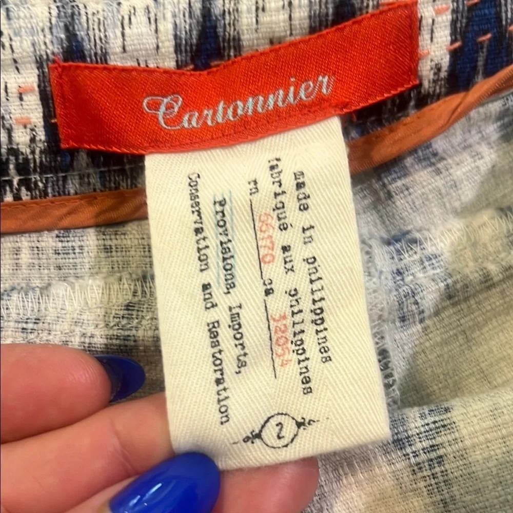 Anthropologie Cartonnier Larimar Ikat Shorts Blue Motif Size 2